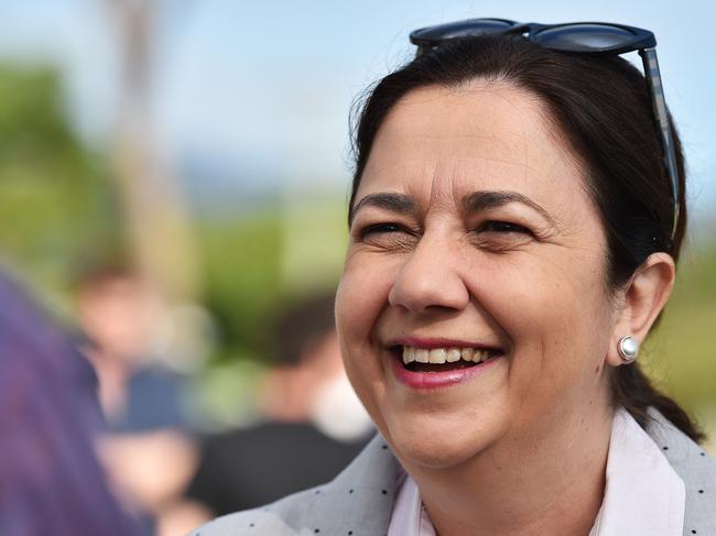 Premier Annastacia Palaszczuk arrives to open the Riverway Drive duplication project in Townsville. Picture: Zak Simmonds