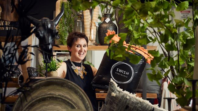 Jodee Bills at her store SWISH Homewares at Westfield West Lakes, ahead of opening on Boxing Day. Picture: MATT LOXTON