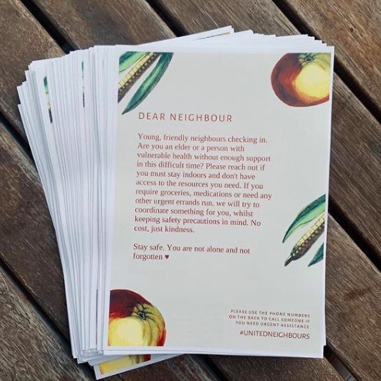 Thousands of these letters were sent out to the elderly, sick or people living alone in Melbourne.