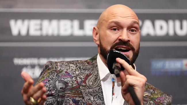 Tyson Fury during the Tyson Fury v Dillian Whyte press conference. Photo by James Chance/Getty Images