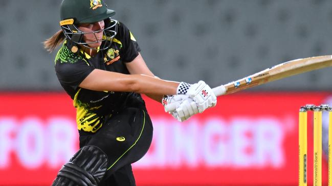 Tahlia McGrath on her way to scoring 91 not out from 49 balls at the Adelaide Oval.