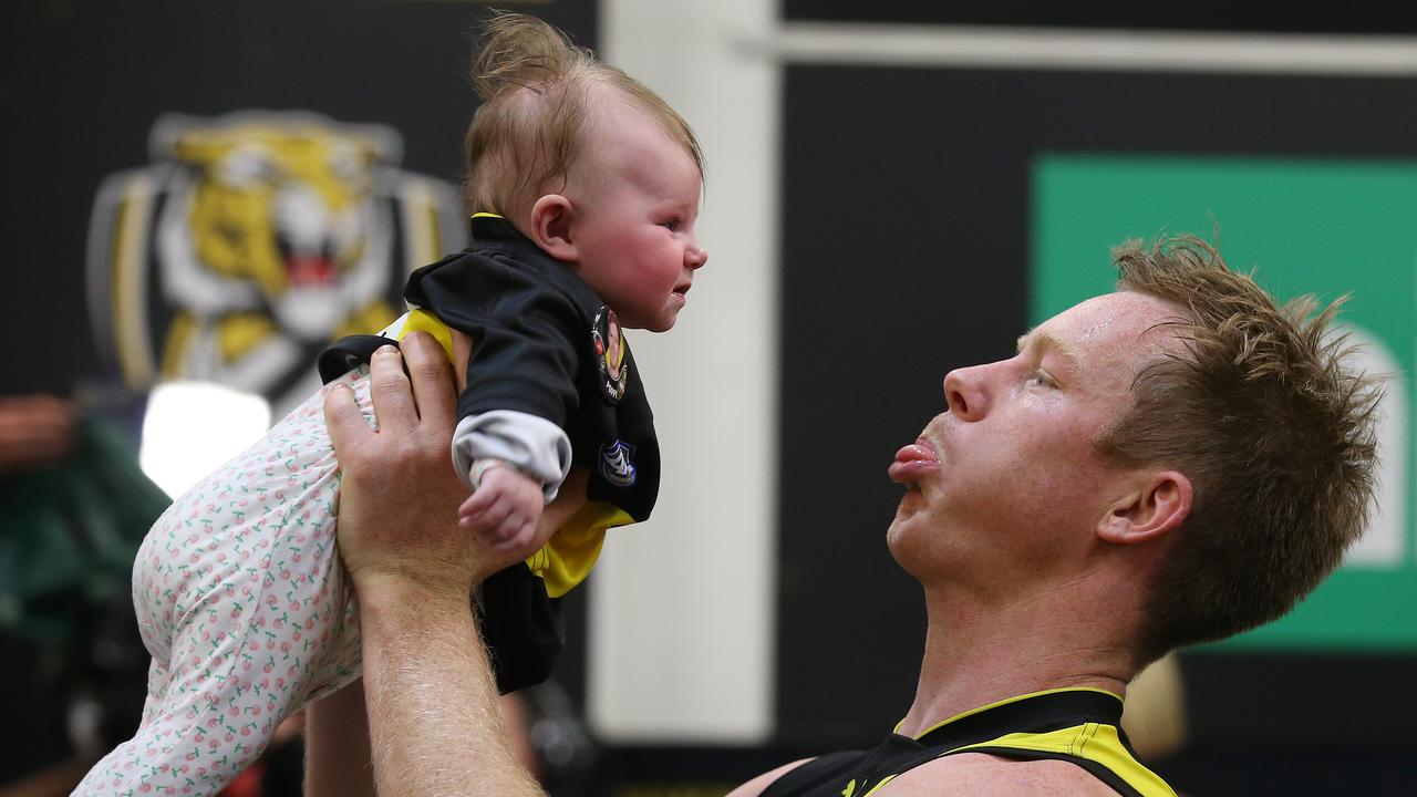 Richmond’s Jack Riewoldt and daughter Poppy. Picture: Michael Klein