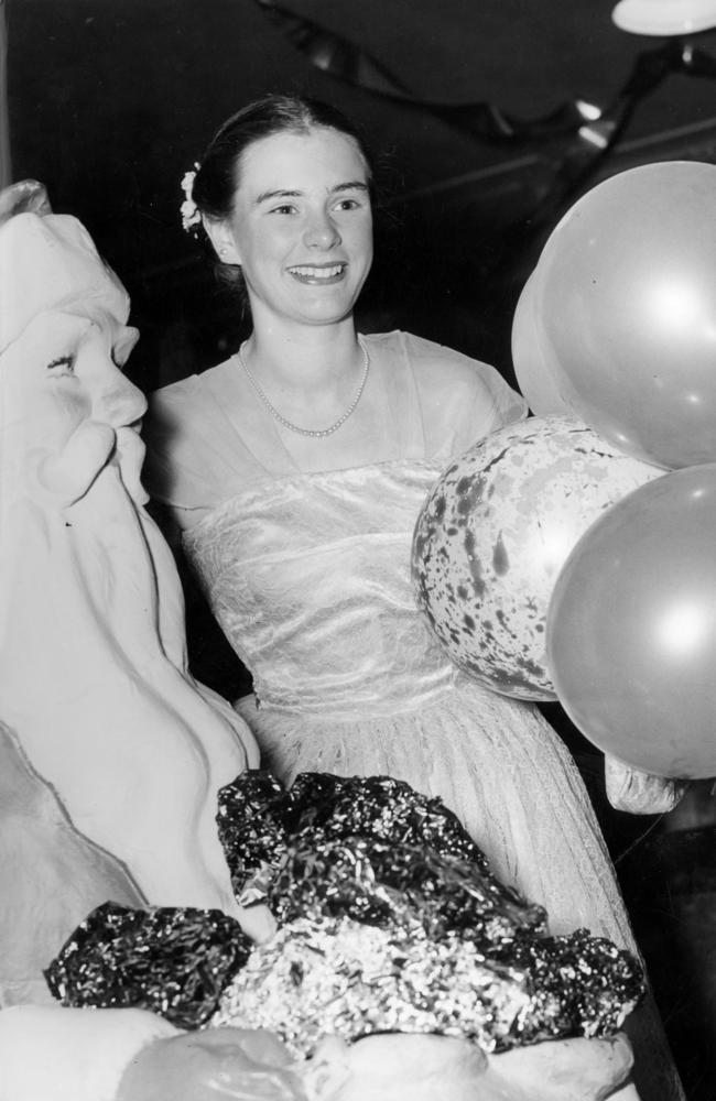 Margot Evans celebrates at the Lord Mayor's Christmas party in 1955.