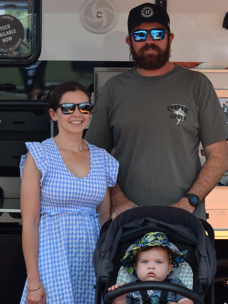 Anna Marriott, Nation Teichmann and Jack, 11 months check out caravans at the 2024 Townsville Expo. Picture by Nikita McGuire