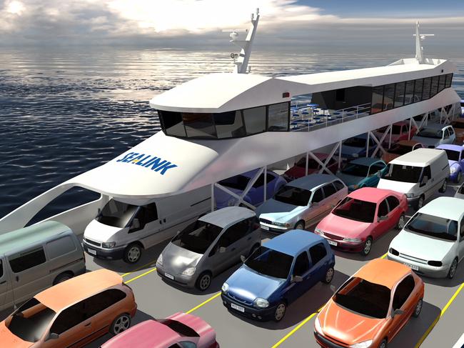 The vehicle deck on one of the new Bruny Island ferries. Picture: SEALINK