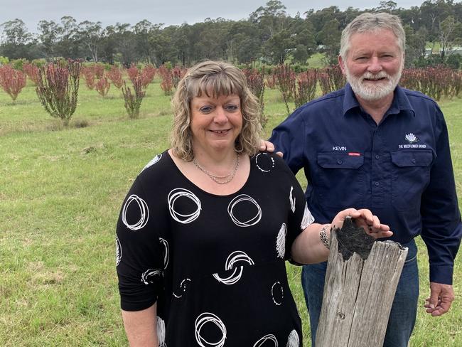 Kevin and Milusa Giles, The Wildflower Bunch flower farm, Sarsfield. Kevin and Milusa lost everything in the Black Summer bushfires.