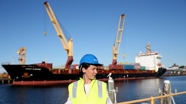 Port of Newcastle senior manager Jackie Spiteri surveys the busy port on Monday. Picture: Peter Lorimer