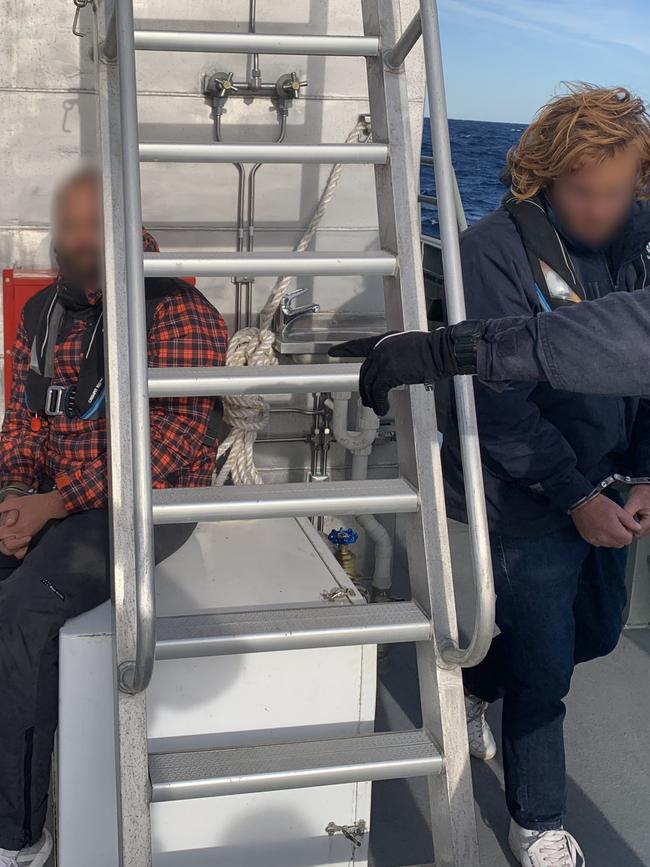 Police stopped the yacht 50 nautical miles east of Lake Macquarie.