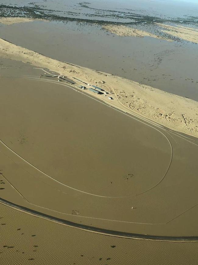 Birdsville racetrack during the peak of the 2019 flood events. Photo: Instagram