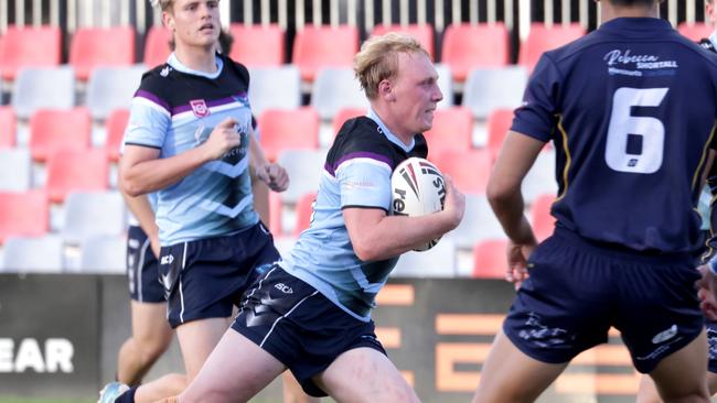 , Mabel Park SHS and Caloundra SHS (light blue), playing in the Langer Trophy schoolboy rugby league between, Stones Corner, on Wednesday 29th May 2024 - Photo Steve Pohlner