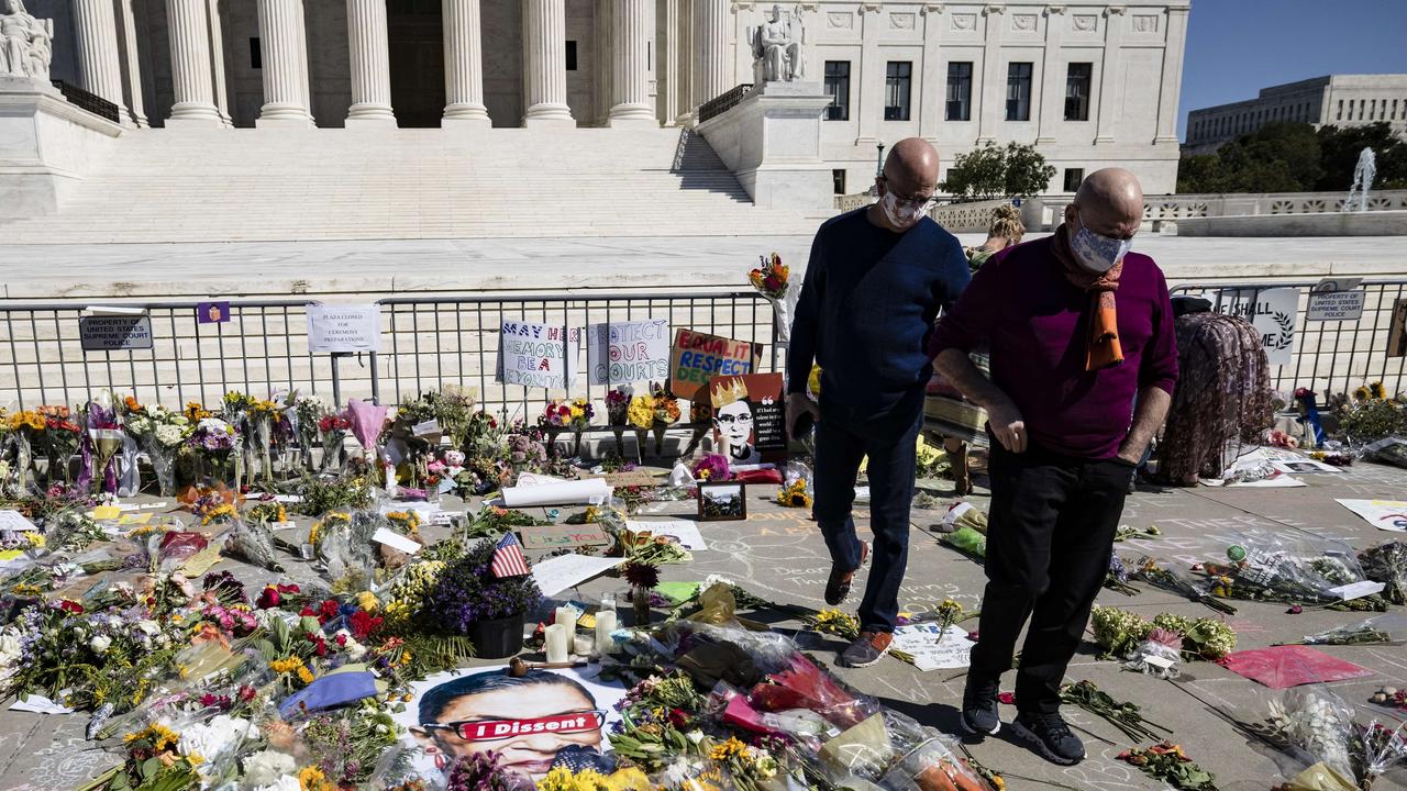 Tributes to Ruth Bader Ginsburg outside the US Supreme Court. Picture: Samuel Corum/Getty Images/AFP