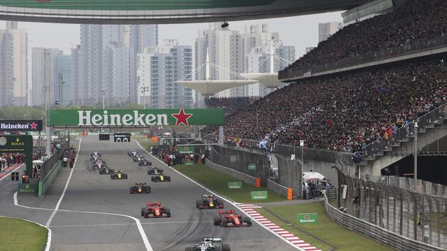 Drivers prepares for the start of last year’s Chinese Grand Prix in Shanghai. Picture: AP