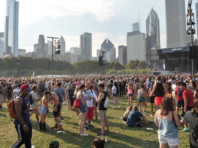 People gather at Lollapalooza in Grant Park, Chicago. Picture: Splash