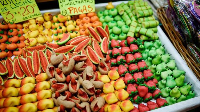 Sweet stop seen on Atlas Obscura’s Mexico City food tour: frutitas de leche, a marzipan candy sold at a market stand Picture: PJ Rountree/Culinary Backstreets