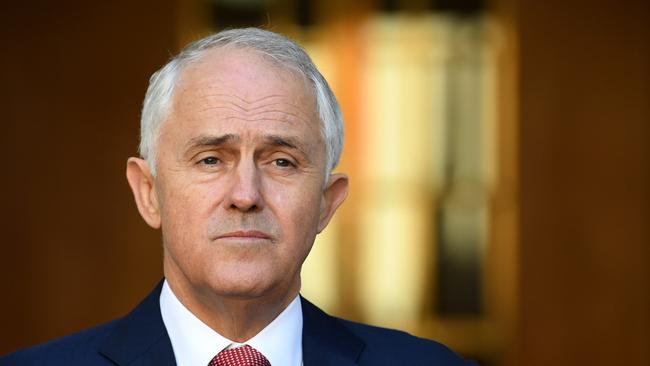 Australian Prime Minister Malcolm Turnbull speaks during a press conference with Minister for Immigration and Border Protection Peter Dutton at Parliament House in Canberra, Thursday, April 20, 2017. Prime Minister Malcolm Turnbull insists citizenship must reflect Australian values as he unveiled tighter requirements for new applicants. (AAP Image/Lukas Coch) NO ARCHIVING