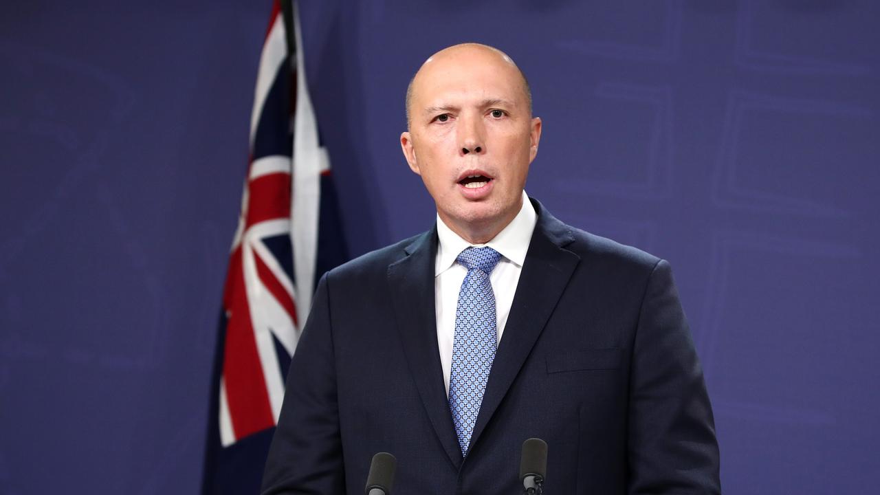 Peter Dutton said the prospect of conflict was “a question for the Chinese”. Picture: Cameron Spencer/Getty Images