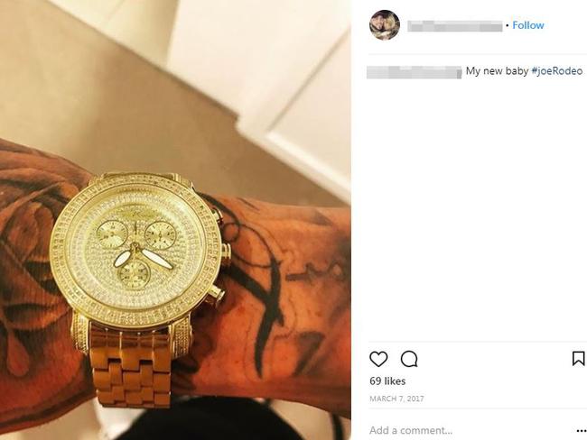 Ben ‘Notorious’ Geppert posts a picture of his ‘new baby’, a diamond studded Joe Rodeo watch..