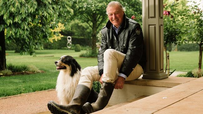 Rex Airlines deputy chairman John Sharp at home with dog Winnie. Picture: Michael Bilbe-Taylor