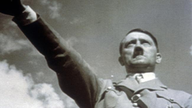 Undated photo. Adolf Hitler giving the Nazi salute.