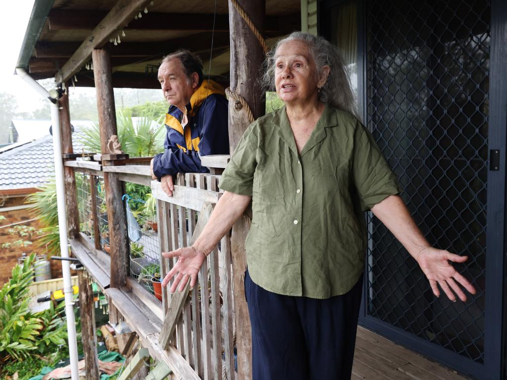 Rose Hand, 75, and Francis Hand, 71 are concerned about the their Lismore Home that overlooks the Wilsons River, and the risk Tropical Cyclone poses to people’s lives. Picture: Matrix/ Nathan Smith