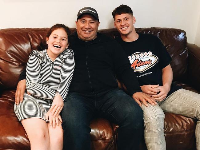 Kalyn Ponga with his father, Andre, and sister, Kayley. Picture: Instagram
