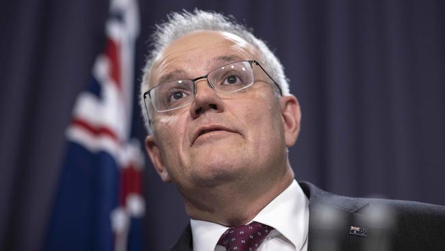 Prime Minister Scott Morrison during a press conference in Parliament House Canberra on Tuesday. Picture: NCA NewsWire / Gary Ramage