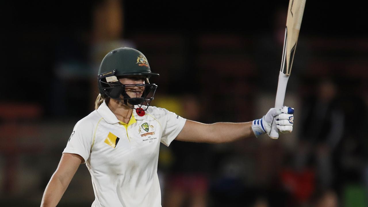 Ellyse Perry scored a double century against England. But current Australian star Grace Harris says Australia’s women’s cricketers must be more proactive in forcing results. Photo: AAP