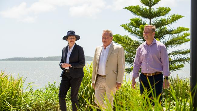 Annastacia Palaszczuk Premier, with Dr Andrew Forrest, announcing the biggest hydrogen electrolyser plant to be built in Gladstone - Photo William Debois