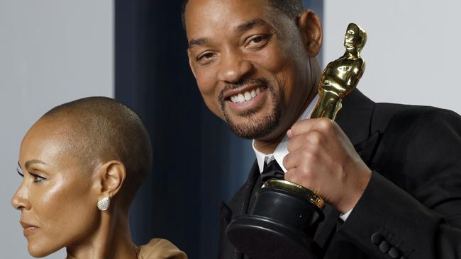 Jada Pinkett Smith and Will Smith after he won Best Actor at the Oscars. Picture: AFP