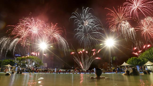 Fireworks over the South Bank Lagoon at New Year’s Eve last year