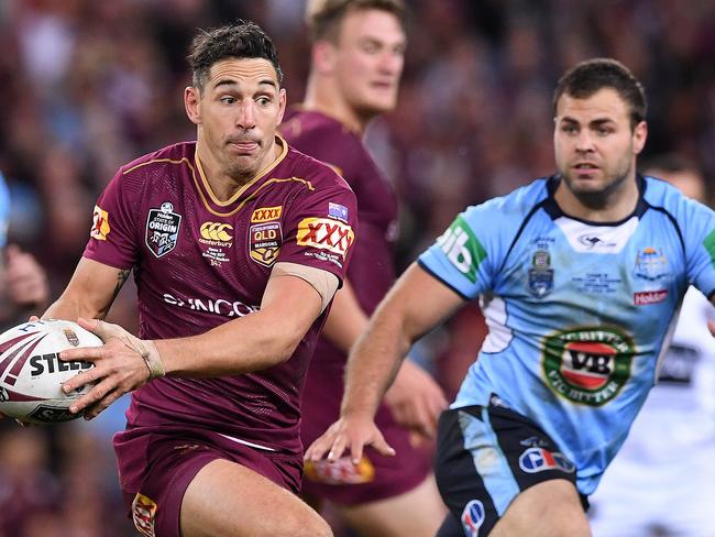 Billy Slater of the Queensland Maroons during State of Origin Game 3 between the Queensland Maroons and NSW Blues, at Suncorp Stadium in Brisbane, on Wednesday, July 12, 2017. (AAP Image/Dave Hunt) NO ARCHIVING, EDITORIAL USE ONLY