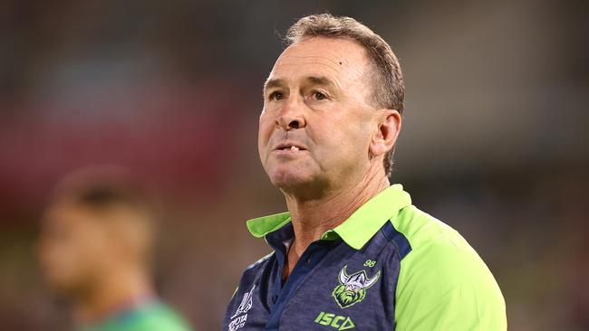 Ricky Stuart was banned for calling Jaeman Salmon a weak-gutted dog last year. Picture: Mark Nolan/Getty