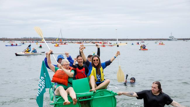 The Rising Tide Peoples Blockade of the port of Newcastle last year. Picture by Max Mason-Hubers