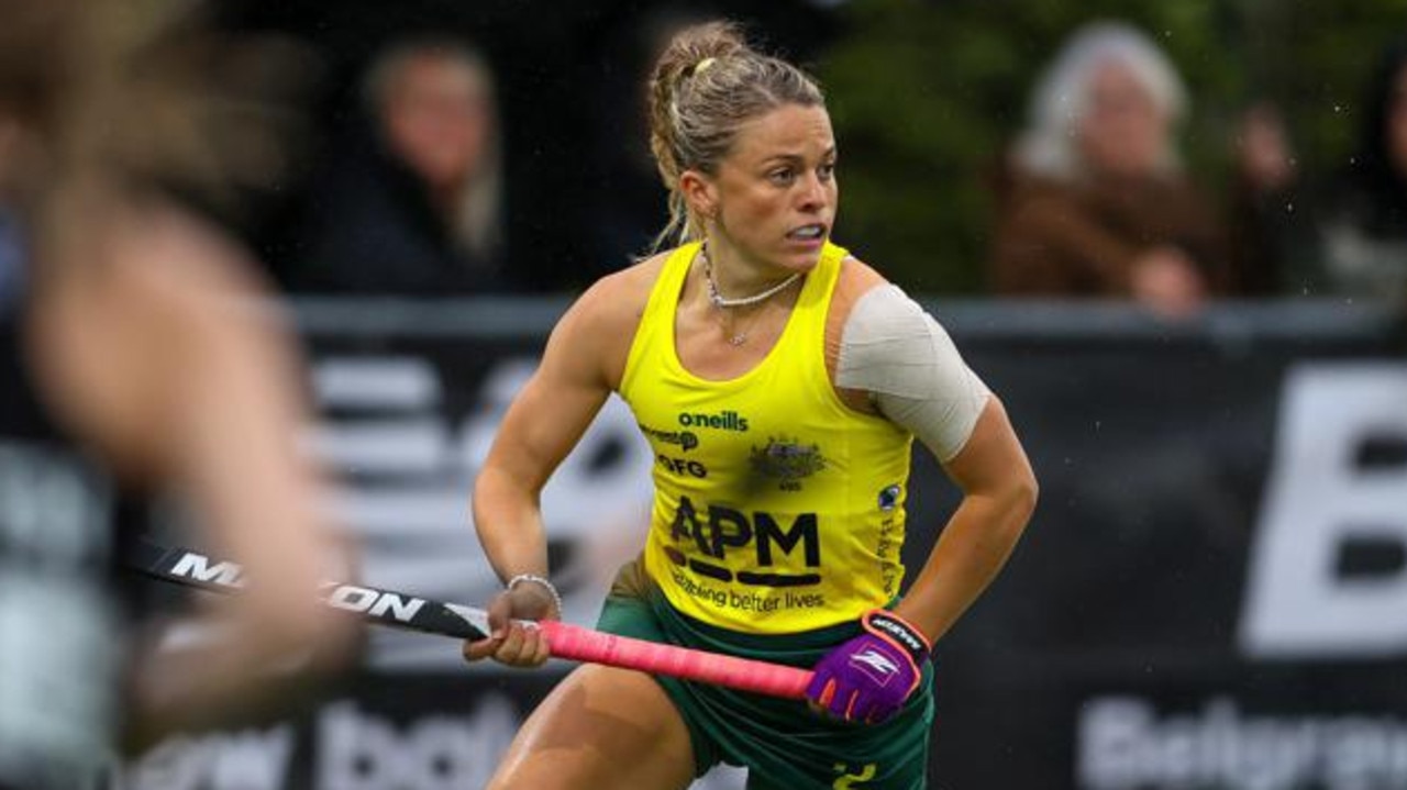 Rosie Malone in action for the Hockeyroos in 2023. Photo: Simon Watts/www.bwmedia.co.nz @bwmedianz