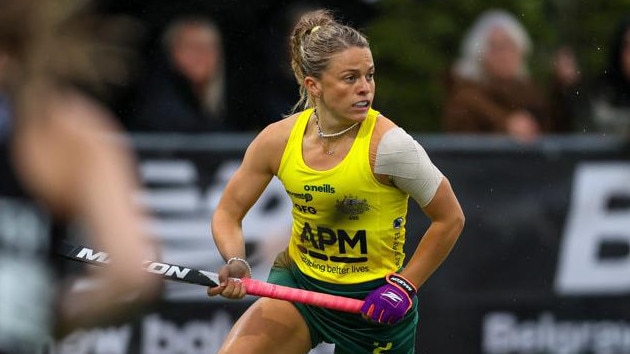 Rosie Malone in action for the Hockeyroos in 2023. Photo: Simon Watts/www.bwmedia.co.nz @bwmedianz