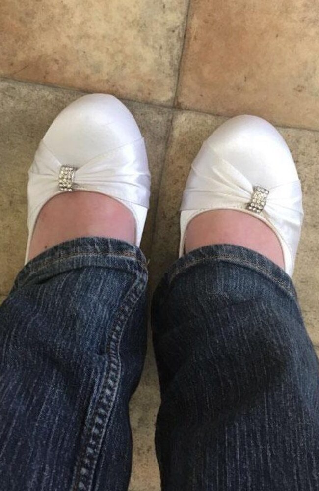 The bride-to-be tried on dozens of pairs of wedding shoes after her operation until she found the perfect pair.