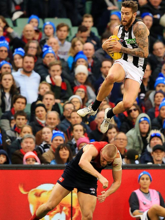 Howe huge mark over Tom McDonald on Queen’s Birthday had the footy world buzzing. Picture: Mark Stewart