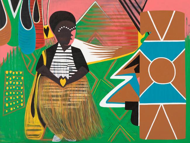 Yuriyal Bridgeman ‘Sana Balai, curator, visits Yuriyal’s studio’ © Art Gallery of New South Wales, Jenni Carter Sitter: Sana Balai
