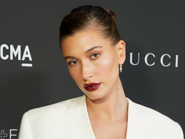 LOS ANGELES, CALIFORNIA - NOVEMBER 06: Hailey Bieber attends the 10th Annual LACMA ART+FILM GALA honoring Amy Sherald, Kehinde Wiley, and Steven Spielberg presented by Gucci at Los Angeles County Museum of Art on November 06, 2021 in Los Angeles, California. (Photo by Presley Ann/Getty Images for LACMA)