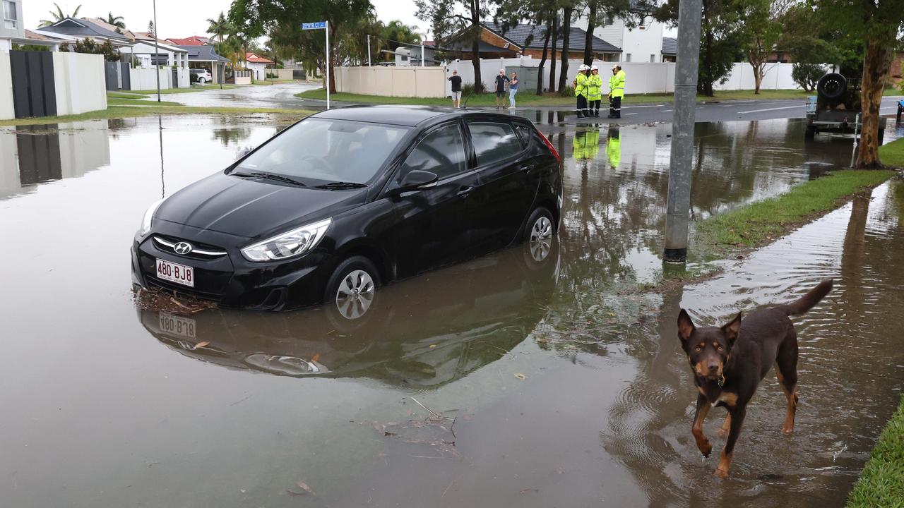 Flash flooding occurred in Mary Pleasant Street at Birkdale. Picture: David Clark