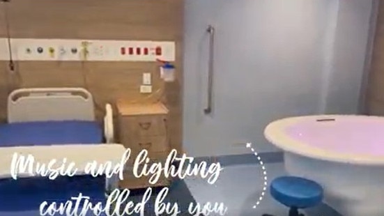 A Queensland Health image showing a new birthing suite in one of the new maternity rooms at Logan Hospital.