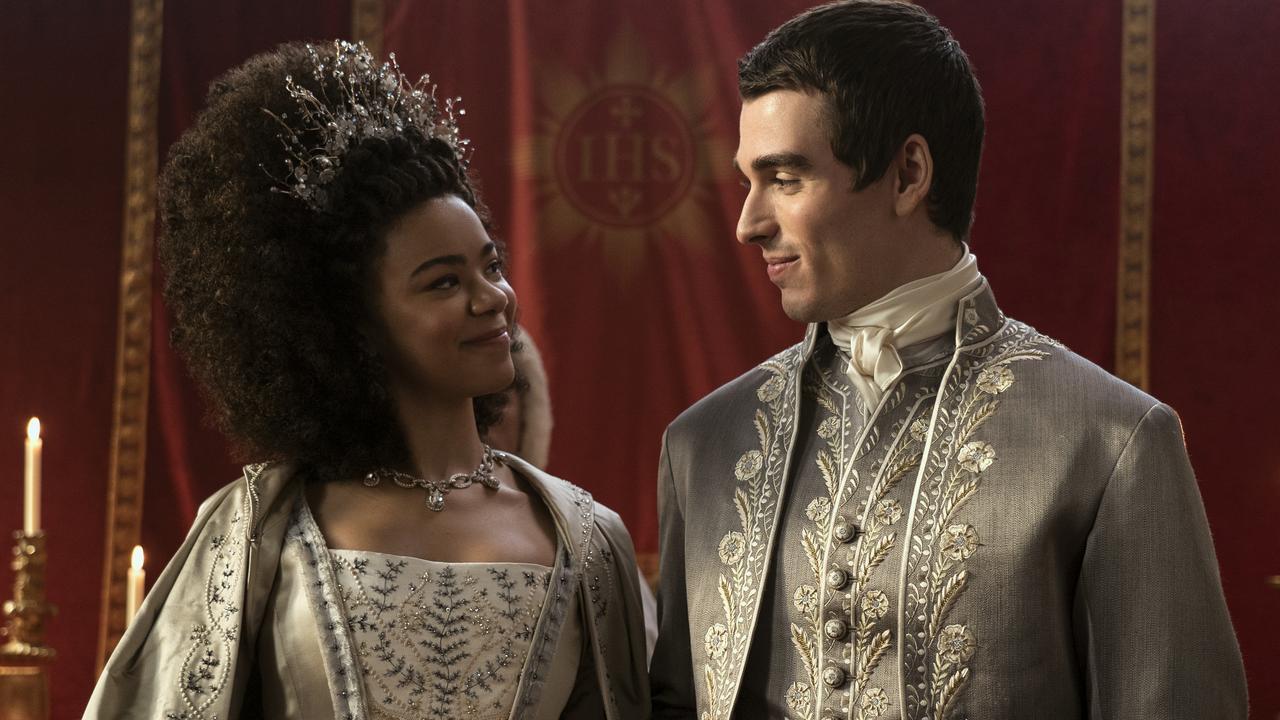 Queen Charlotte positions its romance within a wider story about racial politics. Picture: Liam Daniel/Netflix