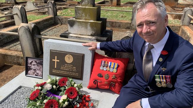 Jack Fraser Mitchell MM was buried in an unmarked grave at the Drayton and Toowoomba Cemetery until his grandson Ray Mitchell fought for his recognition. Picture. Morgan Burley