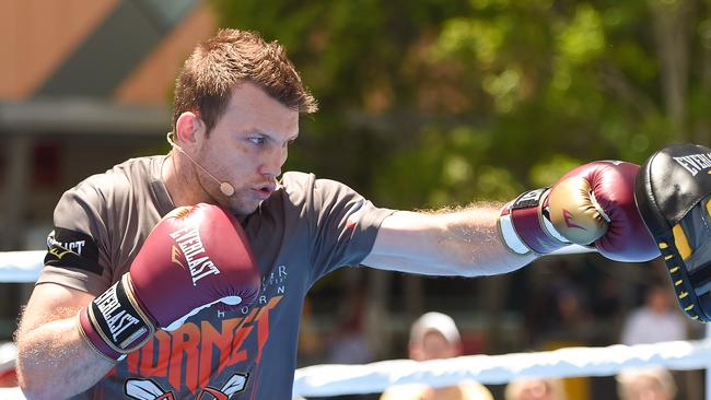 Jeff Horn spars during a training session in Brisbane. Picture: Albert Perez/Getty Images