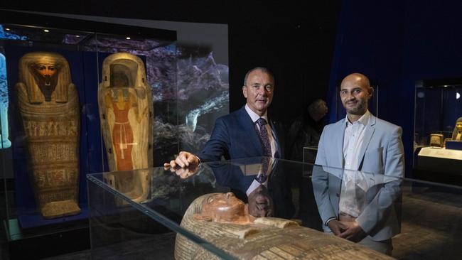 NMA director Mat Trinca with Discovering Ancient Egypt curator Daniel Soliman in Canberra. Picture: Martin Ollman