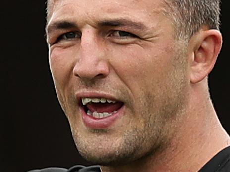 SYDNEY, AUSTRALIA - MARCH 09: Sam Burgess talks to players during a South Sydney Rabbitohs NRL training session at Redfern Oval on March 09, 2020 in Sydney, Australia. (Photo by Mark Metcalfe/Getty Images)