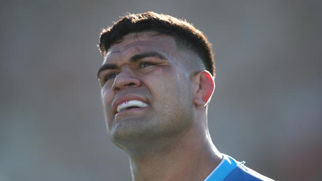 WOLLONGONG, AUSTRALIA - AUGUST 21: David Fifita of the Titans looks on during the round 23 NRL match between the St George Illawarra Dragons and the Gold Coast Titans at WIN Stadium on August 21, 2022 in Wollongong, Australia. (Photo by Jason McCawley/Getty Images)