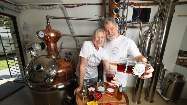 Ray and Sarah Lewis in their distillery. Picture: Annette Dew