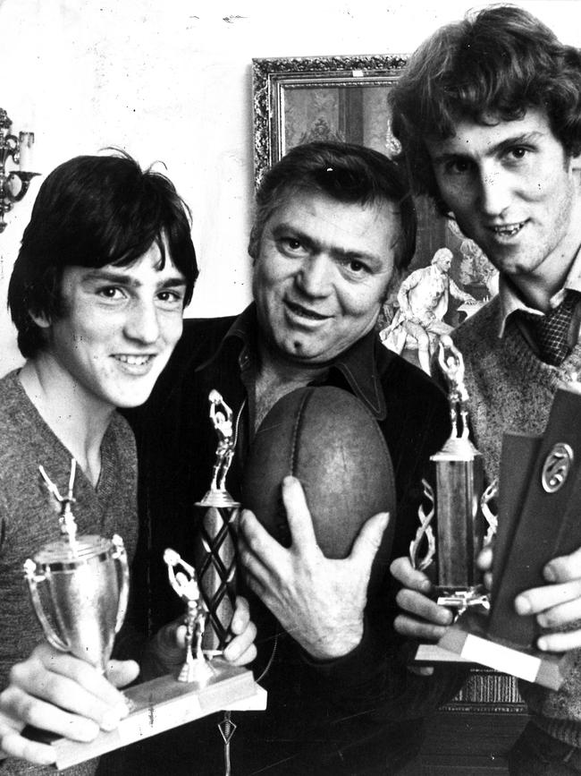 Stan Daicos with his sons Stan (left) and Peter (right).