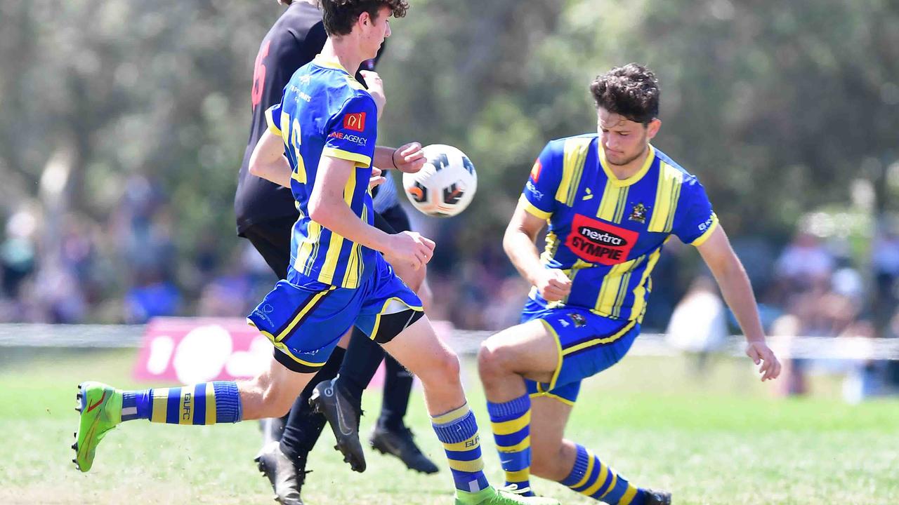 SOCCER: U 17 boys, Caloundra V Gympie. Picture: Patrick Woods.